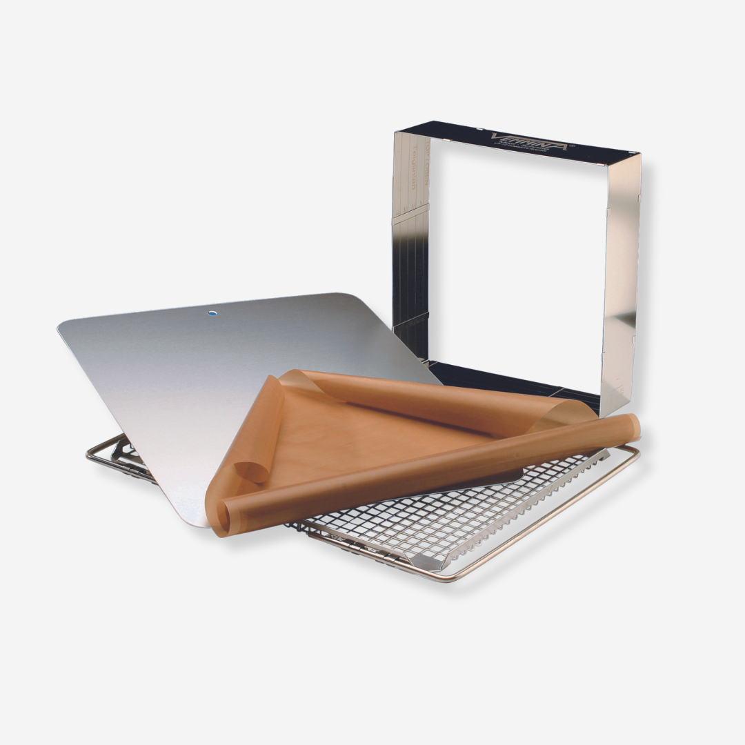 backformen aufbewahren Backform Set verstellbar inkl. Rost und Dauerbackunterlage – VEMMiNA