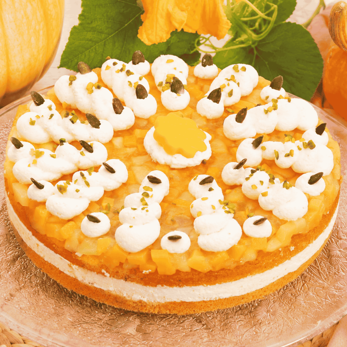 Käsesahnetorte mit Apfel und Kürbis