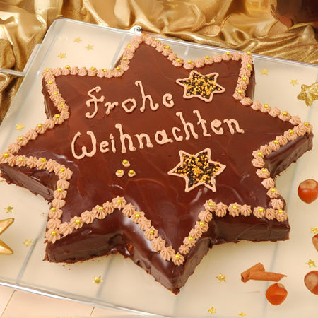 Nuss-Zimt-Stern mit Schokoglasur