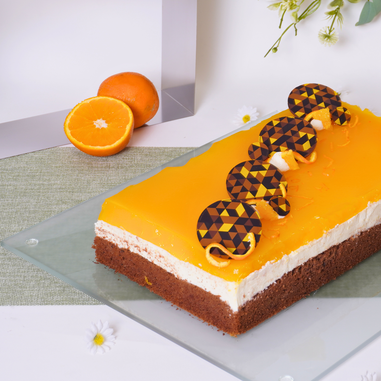 Plato pastelero "Oxford" de cristal (cuadrado)