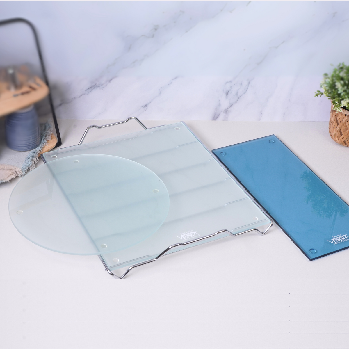 3 Kuchenplatten | edle Glas-Optik |Tortenplatten